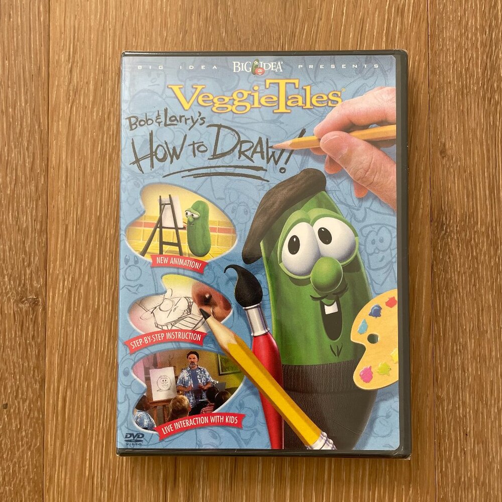 Vintage VeggieTales Bob & Larry’s How to Draw DVD Video 2004 NEW Big Idea Kids
